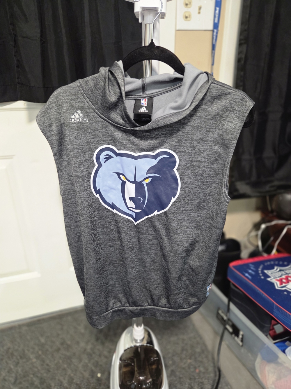 adidas Gray Memphis Grizzlies Sleeveless Hooded Top